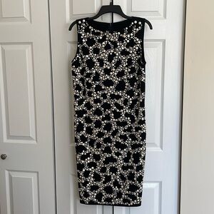 NEW! STUNNING, ST. JOHN Black dress (SZ 8) Embellished with PEARLS and CRYSTALS!